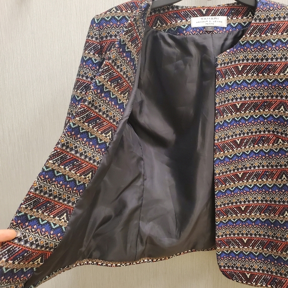 Y2K Jacquard Crop Blazer NWOT Size 8P - Picture 8 of 16